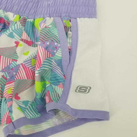Skechers Active Elastic Waistband  Shorts Abstract Pattern Purple Little Girls 4 - Picture 4 of 7